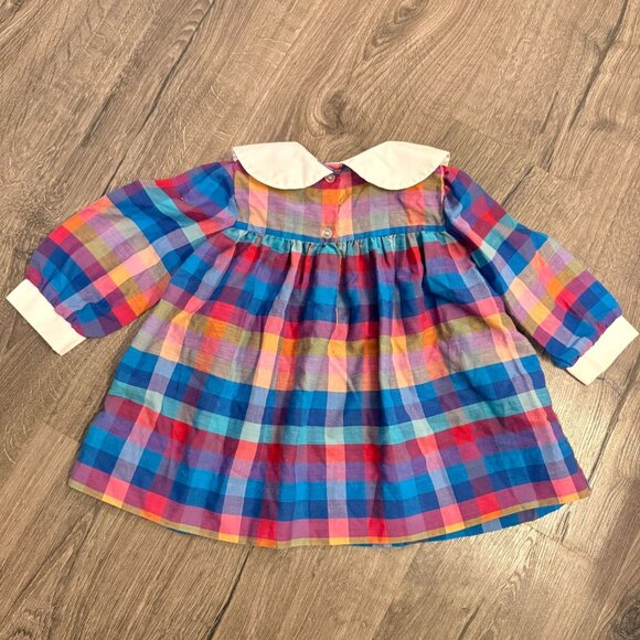 Vintage Union Made  Lil Airess 24 Mos Girls Dress Plaid Collar ILGWU USA Made - Picture 3 of 7